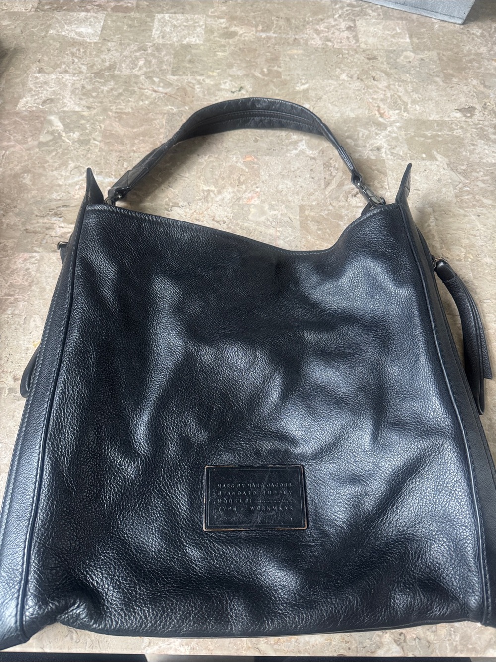 Marc by Marc Jacobs Black Pebbled Leather Hobo Bag